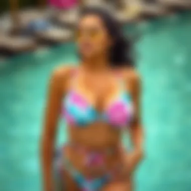 Styling options for tie dye push up bikinis with accessories