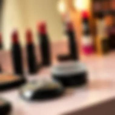 Close-up view of transparent eyelid tape on a makeup vanity.