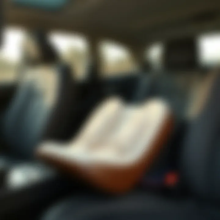 A stylish foot rest used in a car for road trips