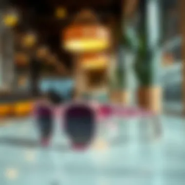 Trendy acrylic sunglasses displayed in a chic setting