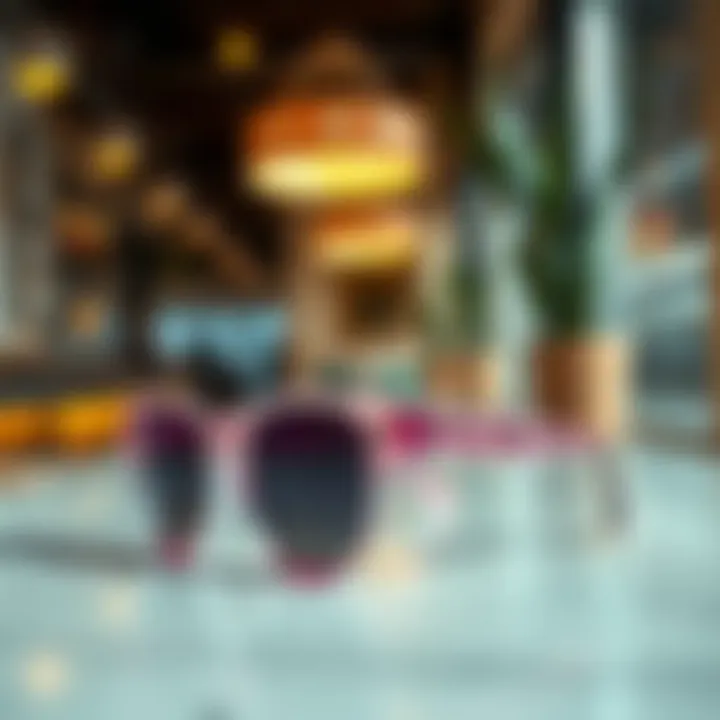 Trendy acrylic sunglasses displayed in a chic setting