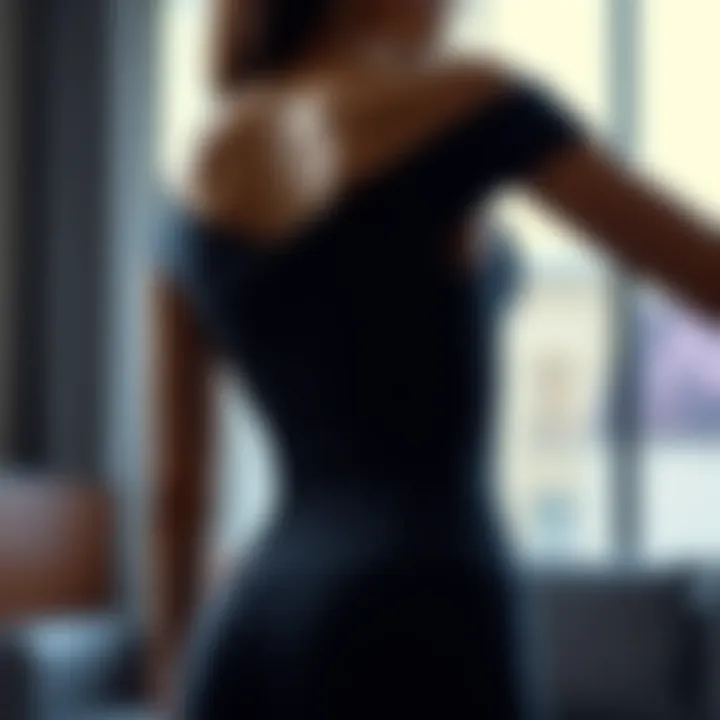 An elegantly designed over the shoulder waist trainer showcasing its unique silhouette.