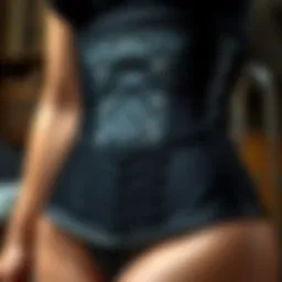 Detailed view of a latex waist cincher showcasing its intricate design