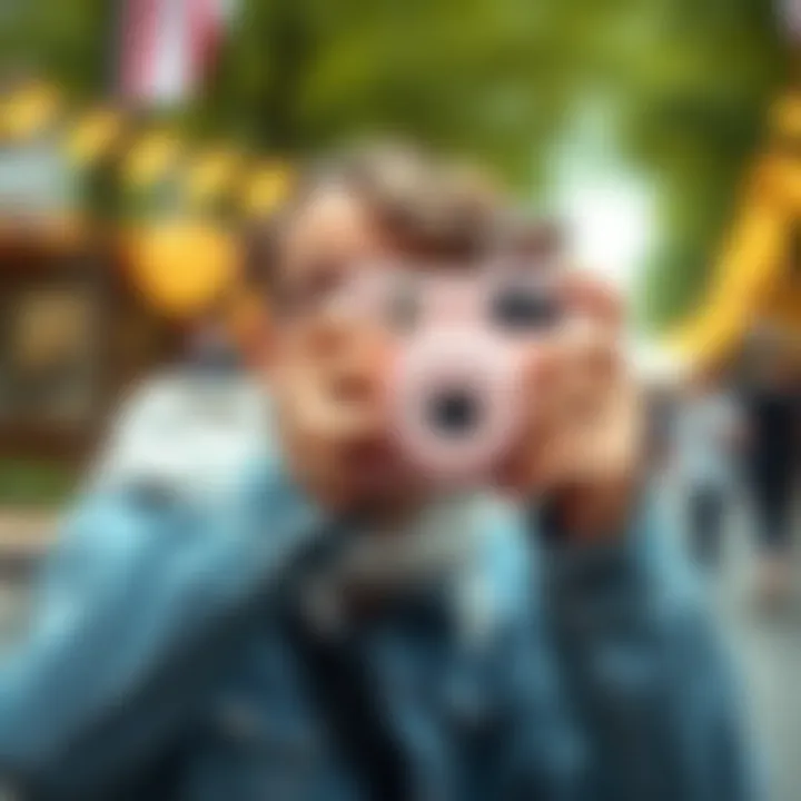 Capturing Memories with Instax User capturing a moment with an Instax camera