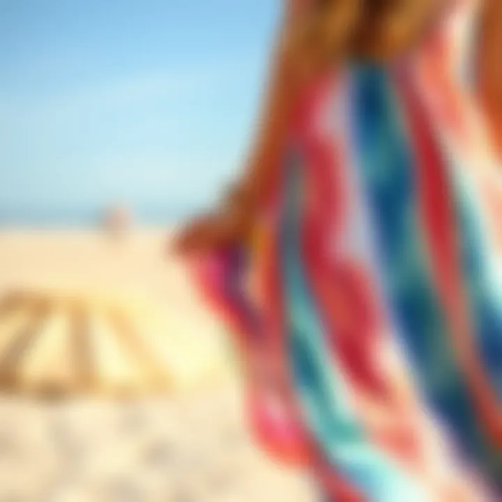Colorful beach cover-up dress on a sandy beach