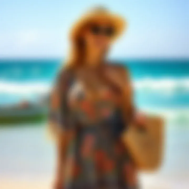 Stylish beach cover-up dress paired with accessories