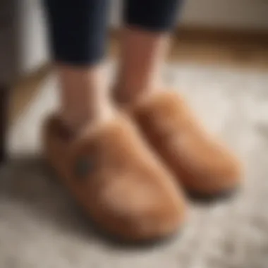 Close-up of the supportive features in slippers