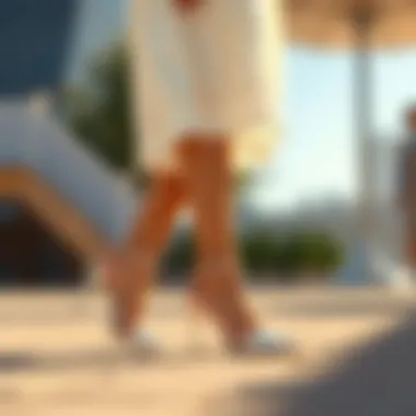 Chic Summer Dress Pairing with White Heels Stylish white heels paired with a chic summer dress