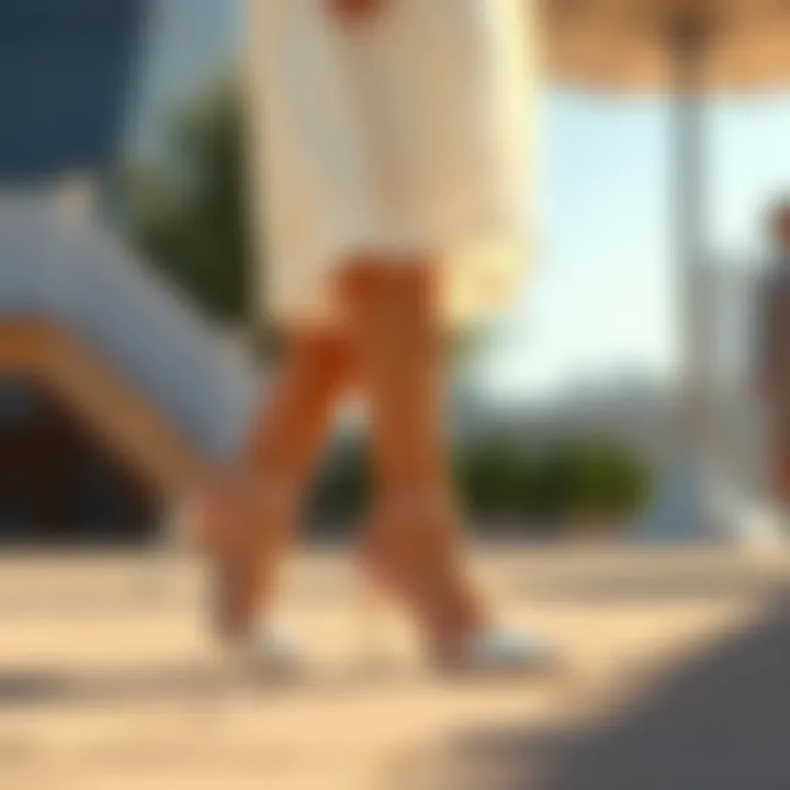 Chic Summer Dress Pairing with White Heels Stylish white heels paired with a chic summer dress