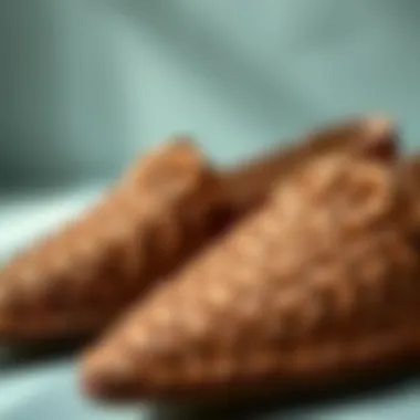 Close-up view of premium materials used in woven pointed toe flats.
