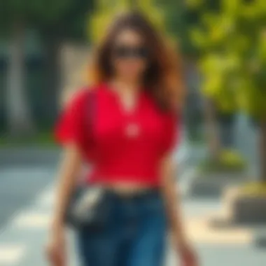 Coordinated Outfit with XL Top A beautifully coordinated outfit featuring an XL top and accessories